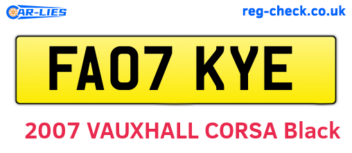 FA07KYE are the vehicle registration plates.