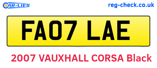 FA07LAE are the vehicle registration plates.