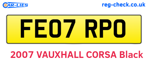 FE07RPO are the vehicle registration plates.