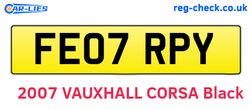 FE07RPY are the vehicle registration plates.