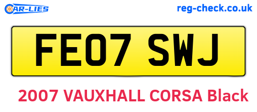 FE07SWJ are the vehicle registration plates.