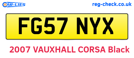 FG57NYX are the vehicle registration plates.