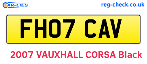 FH07CAV are the vehicle registration plates.