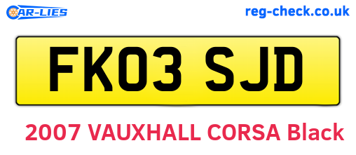 FK03SJD are the vehicle registration plates.