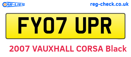 FY07UPR are the vehicle registration plates.
