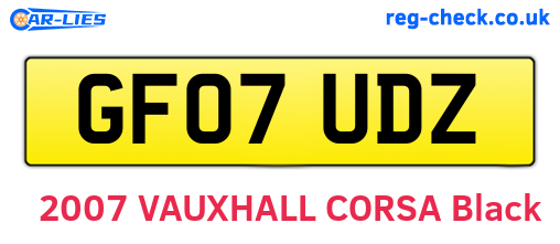 GF07UDZ are the vehicle registration plates.