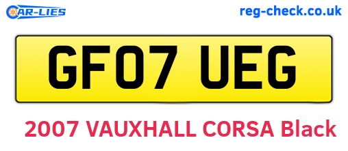 GF07UEG are the vehicle registration plates.