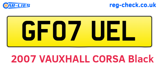 GF07UEL are the vehicle registration plates.