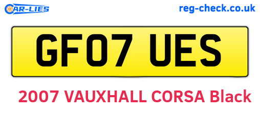 GF07UES are the vehicle registration plates.