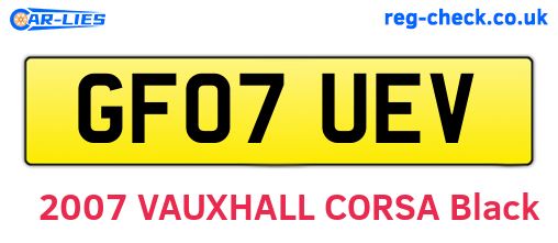 GF07UEV are the vehicle registration plates.