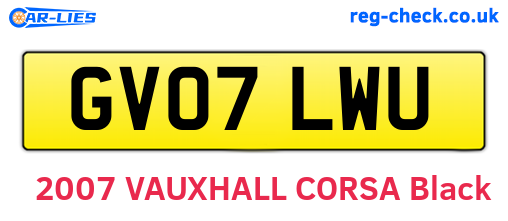 GV07LWU are the vehicle registration plates.