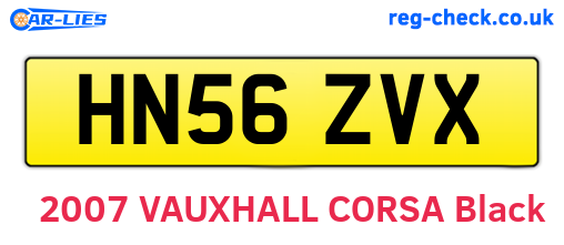 HN56ZVX are the vehicle registration plates.