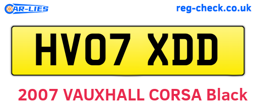 HV07XDD are the vehicle registration plates.