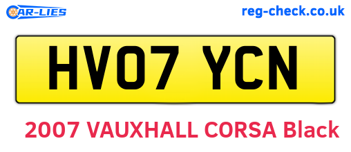 HV07YCN are the vehicle registration plates.