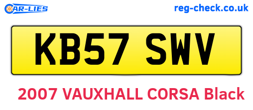 KB57SWV are the vehicle registration plates.