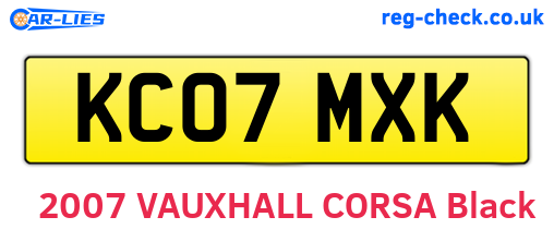 KC07MXK are the vehicle registration plates.