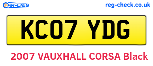 KC07YDG are the vehicle registration plates.