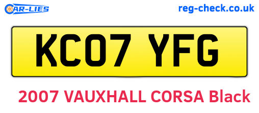 KC07YFG are the vehicle registration plates.