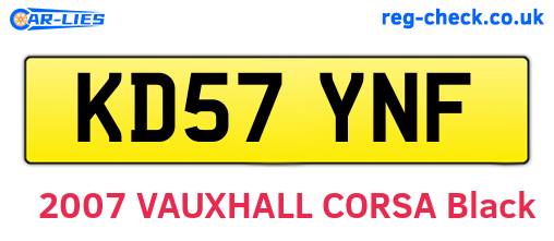 KD57YNF are the vehicle registration plates.