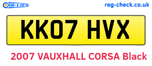 KK07HVX are the vehicle registration plates.