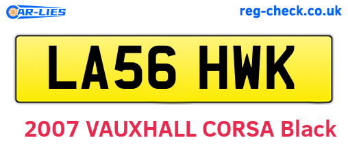 LA56HWK are the vehicle registration plates.