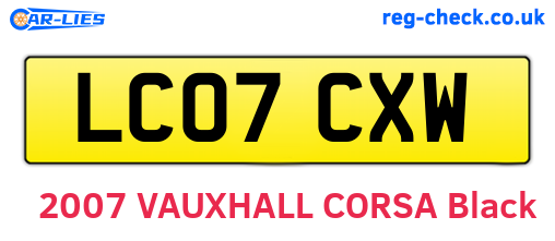 LC07CXW are the vehicle registration plates.