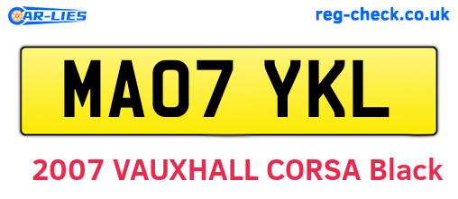 MA07YKL are the vehicle registration plates.