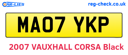 MA07YKP are the vehicle registration plates.