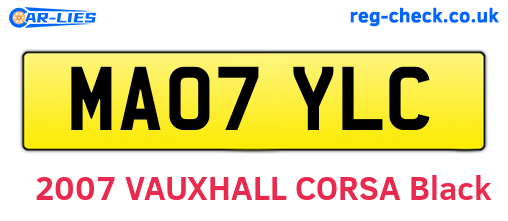 MA07YLC are the vehicle registration plates.