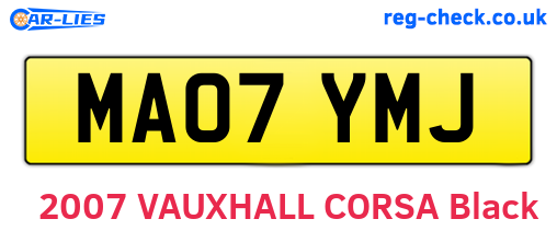 MA07YMJ are the vehicle registration plates.