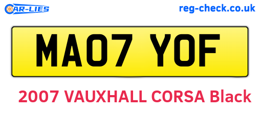 MA07YOF are the vehicle registration plates.