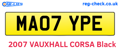 MA07YPE are the vehicle registration plates.