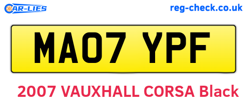 MA07YPF are the vehicle registration plates.