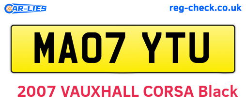 MA07YTU are the vehicle registration plates.