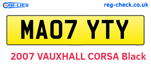 MA07YTY are the vehicle registration plates.