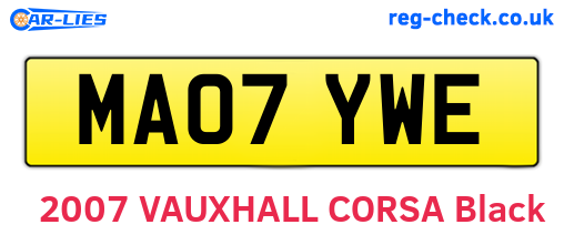 MA07YWE are the vehicle registration plates.