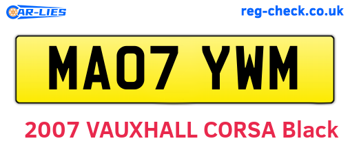 MA07YWM are the vehicle registration plates.