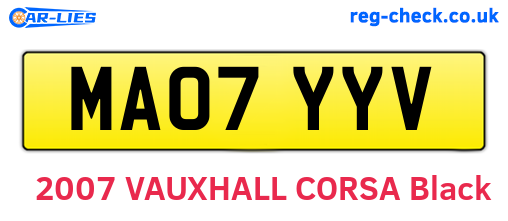 MA07YYV are the vehicle registration plates.