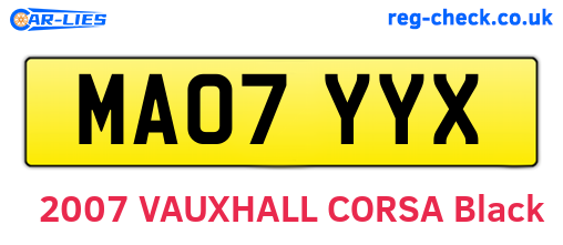 MA07YYX are the vehicle registration plates.