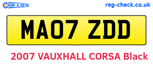 MA07ZDD are the vehicle registration plates.