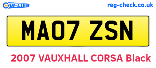 MA07ZSN are the vehicle registration plates.
