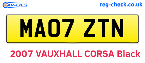 MA07ZTN are the vehicle registration plates.