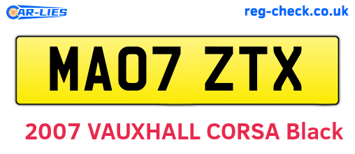 MA07ZTX are the vehicle registration plates.