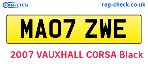 MA07ZWE are the vehicle registration plates.
