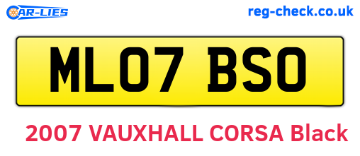 ML07BSO are the vehicle registration plates.