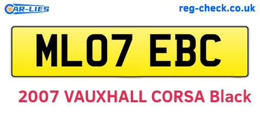 ML07EBC are the vehicle registration plates.