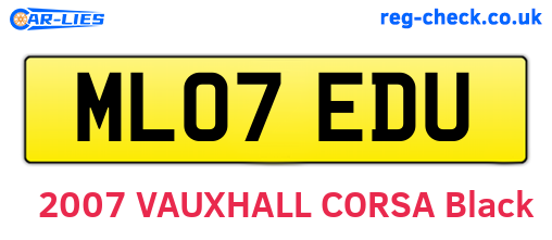 ML07EDU are the vehicle registration plates.