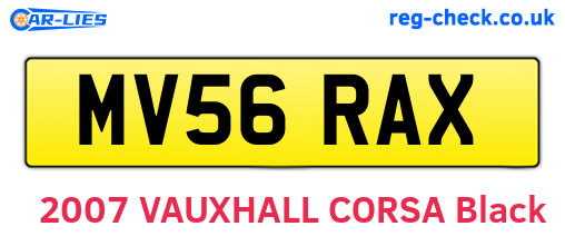 MV56RAX are the vehicle registration plates.