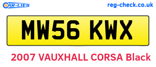 MW56KWX are the vehicle registration plates.