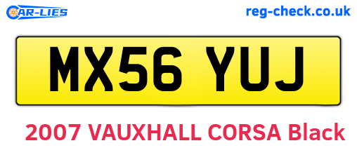 MX56YUJ are the vehicle registration plates.